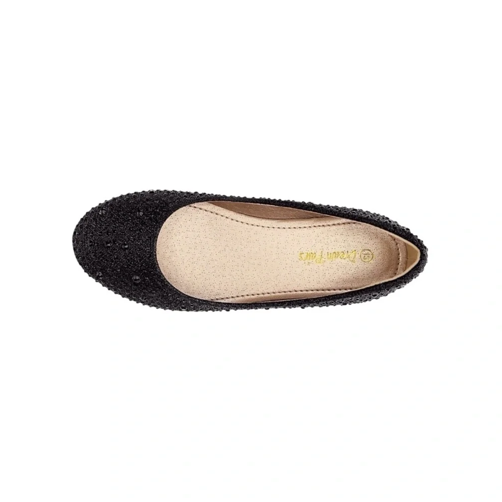 Dream Pairs Girls MUY-SHINE Flats Black Glitter Slip On Flats Size-4 NIB